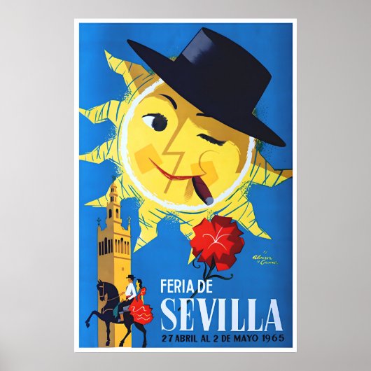 Kunst Sevilla Spanje Reisposter Spaanse Print 1965 (Voorkant)