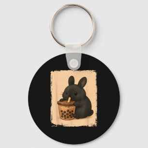 Kunst Shirt Konijn Houdt Van Boba Thee Kawaii Sleutelhanger