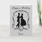 Kunst Silhouette Man Vrouw Verjaardag Kaart (Voorkant)