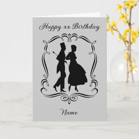  Kunst Silhouette Man Vrouw Verjaardag Kaart (Gele Bloem)