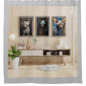 Kunst Sphynx Katten Douchegordijn (Voorkant)