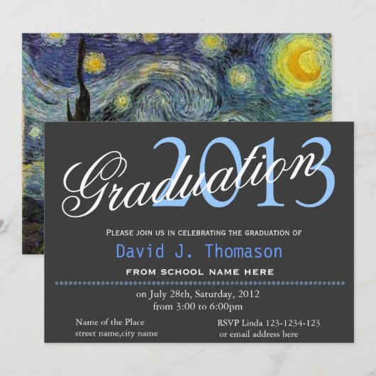 Kunst, Sterrennacht, klassiek, stijlvol afstuderen Kaart (Voorkant / Achterkant)