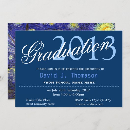 Kunst, Sterrennacht, klassiek, stijlvol afstuderen Kaart (Voorkant / Achterkant)