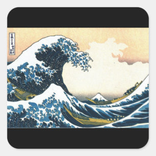 Kunst sticker, Hokusai, De Grote Golf Vierkante Sticker