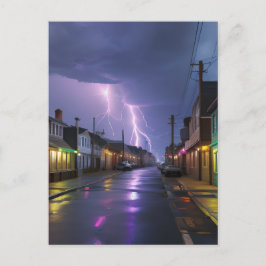 Kunst: Stormachtige Nacht Binnenstad Briefkaart