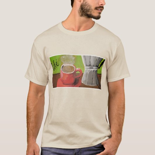Kunst T-shirt met fijne stijl Cafe (Voorkant)