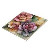 Kunst tegel, alcoholinkt kunst, rozen, moderne blo tegeltje (Zijkant)