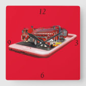 Kunst tegen vuurmotor, vierkant wandslot vierkante klok (Voorkant)