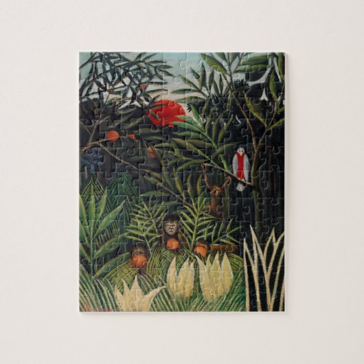 Kunst ter illustratie van bosapen en vogels legpuzzel (Verticaal)