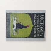 Kunst ter illustratie van  fietsdame en hond legpuzzel (Horizontaal)