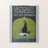 Kunst ter illustratie van  fietsdame en hond legpuzzel (Verticaal)