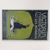 Kunst ter illustratie van  fietsdame en hond legpuzzel (Horizontaal)