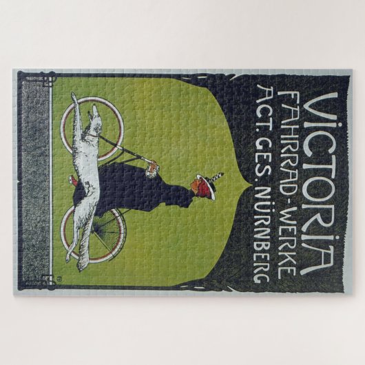 Kunst ter illustratie van  fietsdame en hond legpuzzel (Horizontaal)