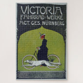 Kunst ter illustratie van  fietsdame en hond legpuzzel (Verticaal)