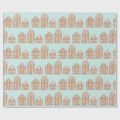 Kunst ter illustratie van Gingerbrood House Villag Cadeaupapier (Vlak)