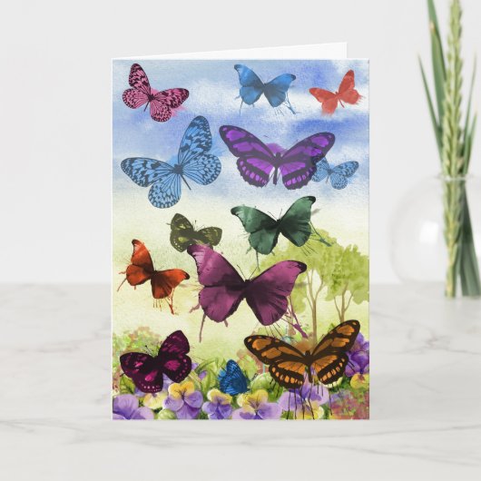 Kunst ter illustratie van  kleurrijke vlinders kaart (Voorkant)