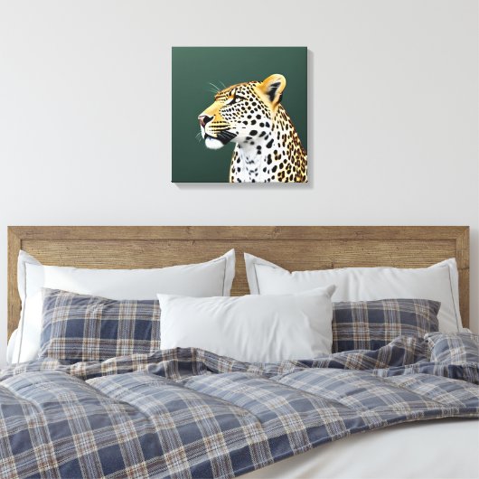Kunst ter illustratie van leopard canvas afdruk (Insitu (Slaapkamer))