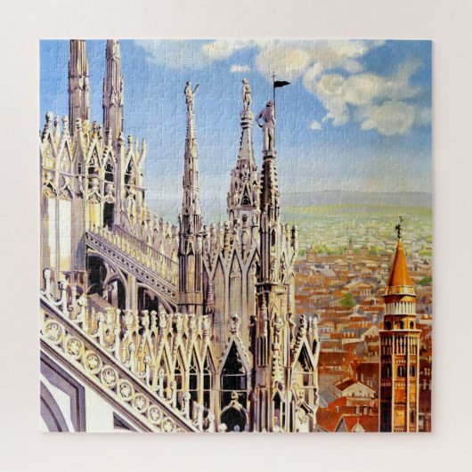 Kunst ter illustratie van reizen in Milano Legpuzzel (Verticaal)