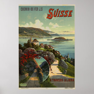 Kunst ter illustratie van reizen  Zwitserland Poster