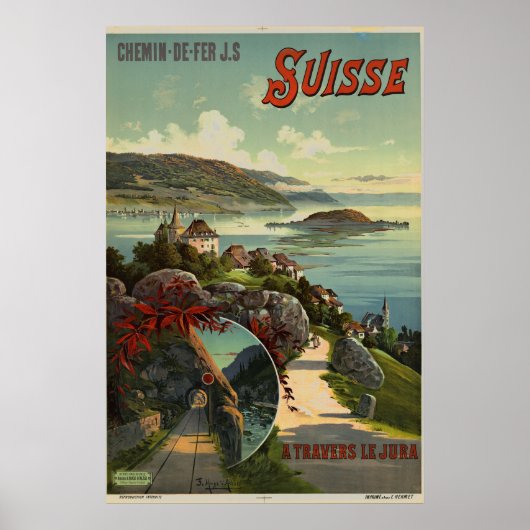Kunst ter illustratie van reizen  Zwitserland Poster (Voorkant)