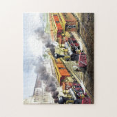 Kunst ter illustratie van  stuurstoomtreinen legpuzzel (Verticaal)