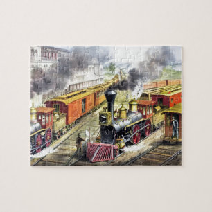 Kunst ter illustratie van  stuurstoomtreinen legpuzzel