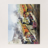 Kunst ter illustratie van  stuurstoomtreinen legpuzzel (Verticaal)