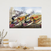 Kunst ter illustratie van  stuurstoomtreinen poster (Keuken)