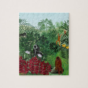 Kunst ter illustratie van  tropische bosapen legpuzzel