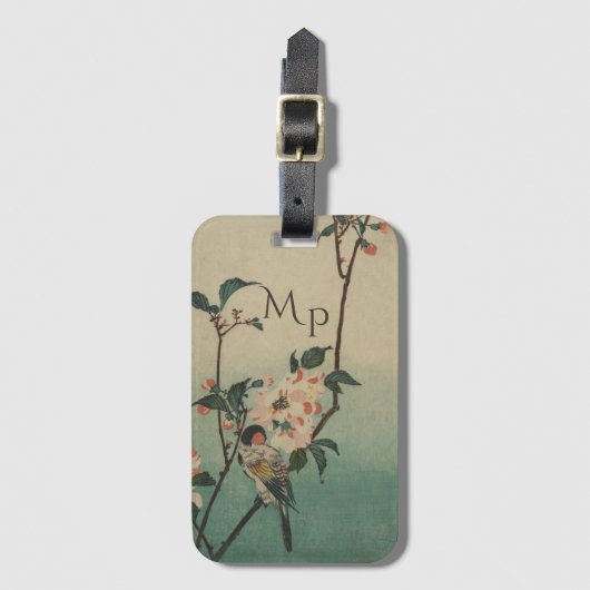 Kunst ter illustratie van  vogel en bloesem bagagelabel (Voorkant (verticaal))