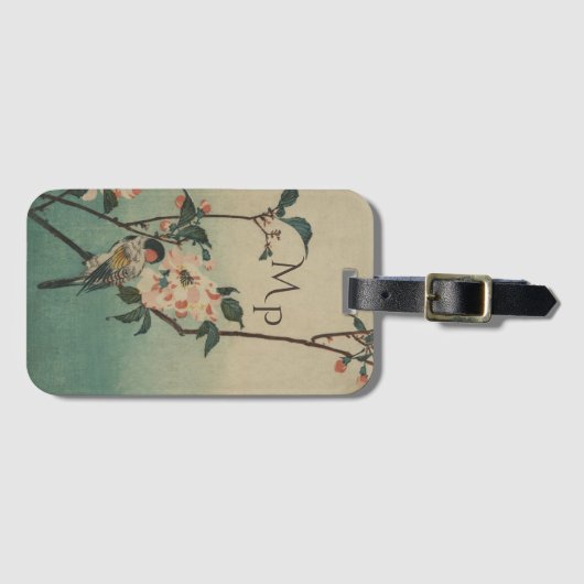 Kunst ter illustratie van  vogel en bloesem bagagelabel (Voorkant (horizontaal))