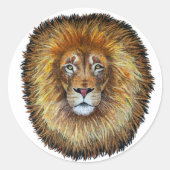 Kunst textiel leeuw.Circulaire sticker -pak van 20 (Voorkant)