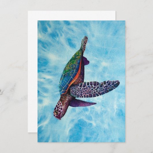 Kunst textiel schildpad. Wenskaart (Voorkant / Achterkant)