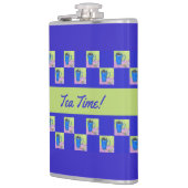 Kunst Thee Tijd Groen/Blauw Herhalend Ontwerp Heupfles (Links)