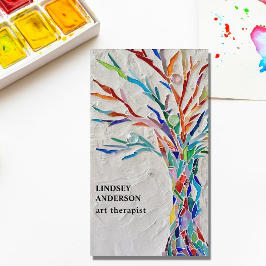 Kunst Therapeut Rainbow Colored Tree Visitekaartje