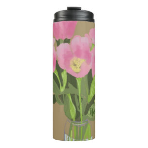 Kunst Tulp Bloem Moderne Illustratie + Naam Thermosbeker
