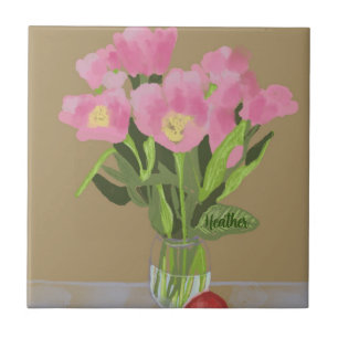  Kunst Tulp Bloem Moderne Illustratie +Name Tegeltje