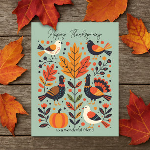 Kunst Turkije Thanksgiving Vriend Groet Feestdagenkaart