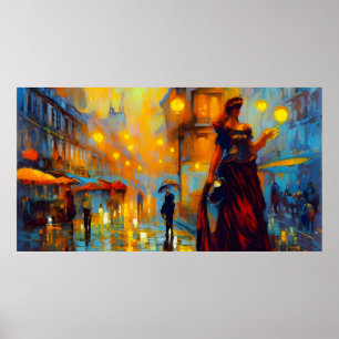 Kunst uit vroeger tijden Frankrijk met vrouw oude  Poster