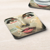 Kunst Unieke digitale kunst | dame Abstract Bier Onderzetter (Linkerzijde)