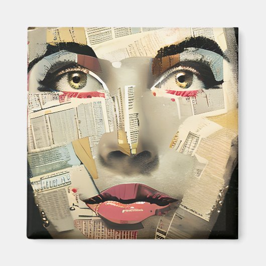 Kunst Unieke digitale kunst | dame Abstract Magneet (Voorkant)