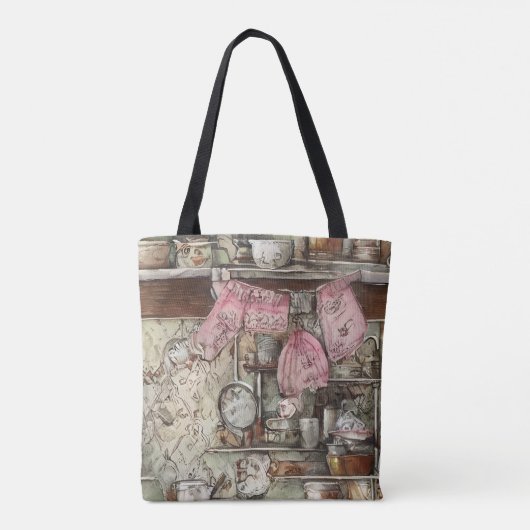 Kunst unieke hand getekende Retro artwork Tote Bag (Achterkant)