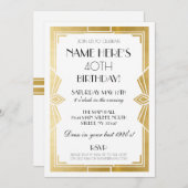 Kunst van 1920 in Birthday Deco Noite Gatsby Party Kaart (Voorkant / Achterkant)