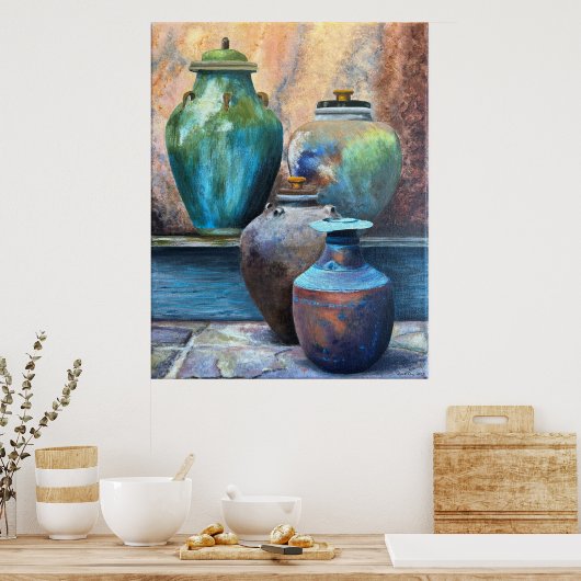 Kunst van acryl schepen uit het verleden poster (Keuken)