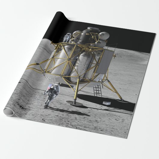Kunst van Altair Lunar Lander en Astronauts Cadeaupapier (Uitgerold)