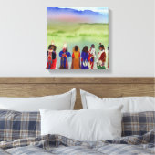 Kunst van Amerikaanse Indiaanse viering op canvas (Insitu (Slaapkamer))