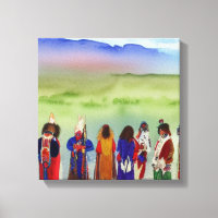 Kunst van Amerikaanse Indiaanse viering op canvas