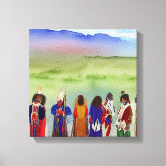 Kunst van Amerikaanse Indiaanse viering op canvas Afdruk (Voorkant)