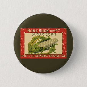 Kunst van antiek groente-etiket, None Such Sugar C Ronde Button 5,7 Cm