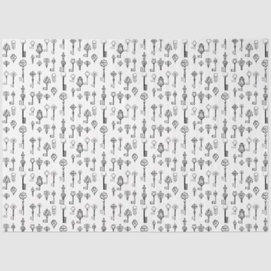  Kunst van Antiek Victoriaans Era Keys Pattern Tissuepapier (Voorkant)